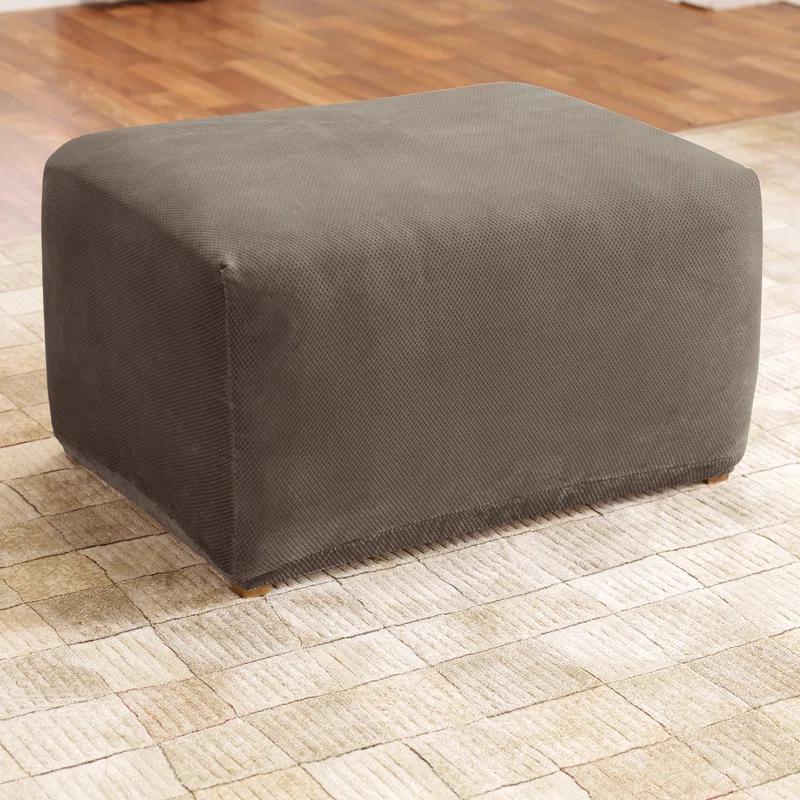 Sure Fit Stretch Pique Box Cushion Ottoman Slipcover