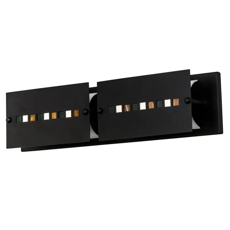 Meyda 24" Solar Black Arts & Crafts Vanity Light with Colorful Glass Tiles