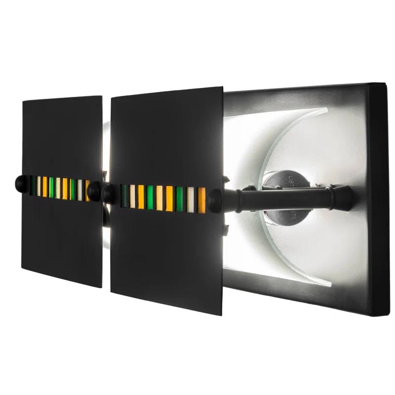 Meyda 24" Solar Black Arts & Crafts Vanity Light with Colorful Glass Tiles