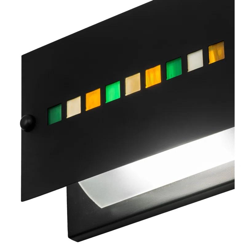 Meyda 24" Solar Black Arts & Crafts Vanity Light with Colorful Glass Tiles