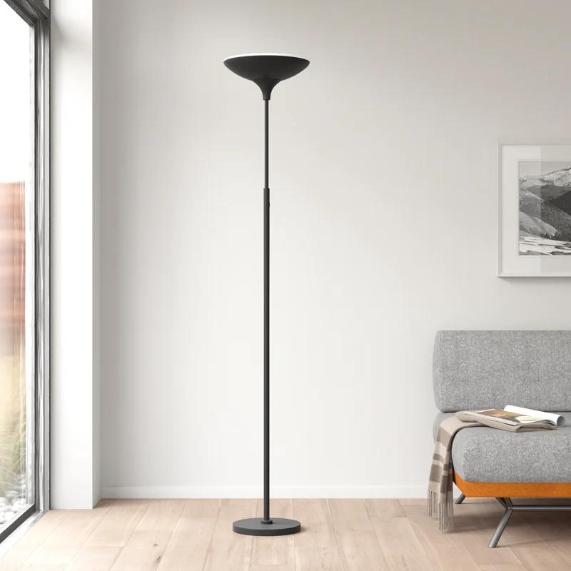 Adjustable Matte Black LED Torchiere Floor Lamp for Kids, Energy Star