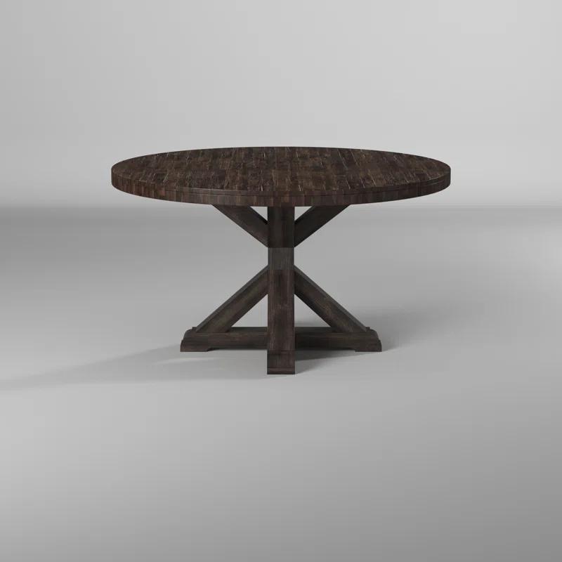 Cottage Charm 54" Reclaimed Acacia Wood Round Dining Table in Gray