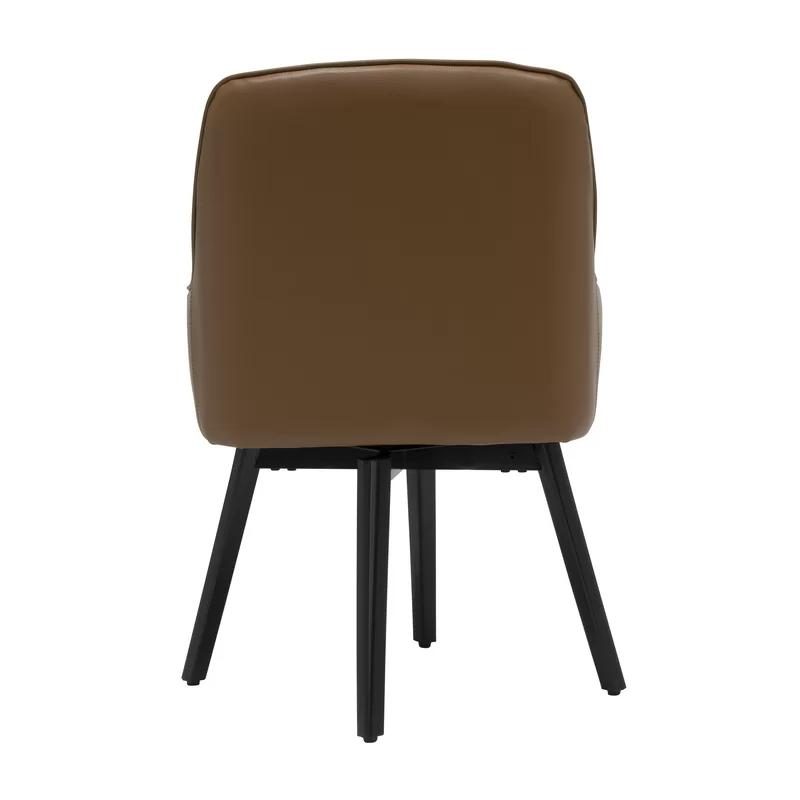 Caramel Brown Swivel Arm Chair with Metal Legs