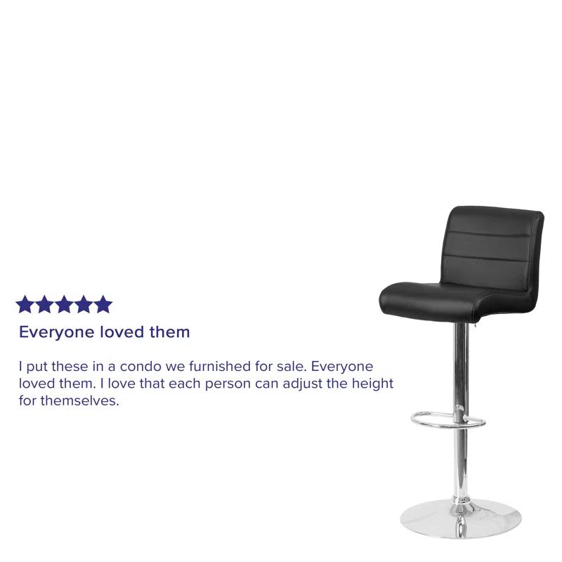 Flash Furniture Contemporary Vinyl Adjustable Height Barstool with Rolled Seat and Chrome Base