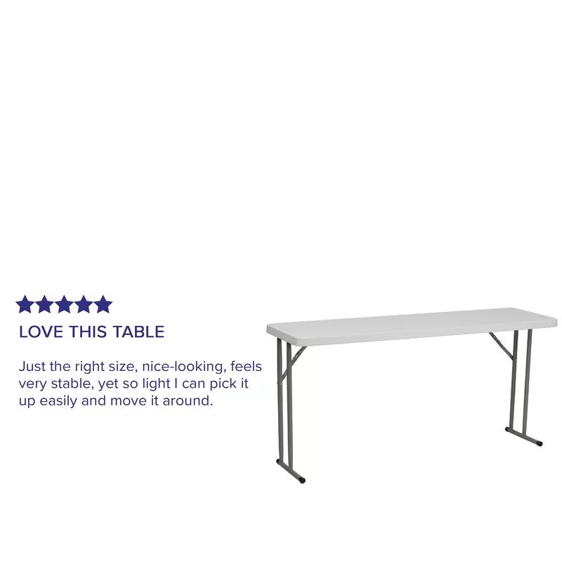 Durable 59.8" Powder-Coated Gray Metal Folding Training Table