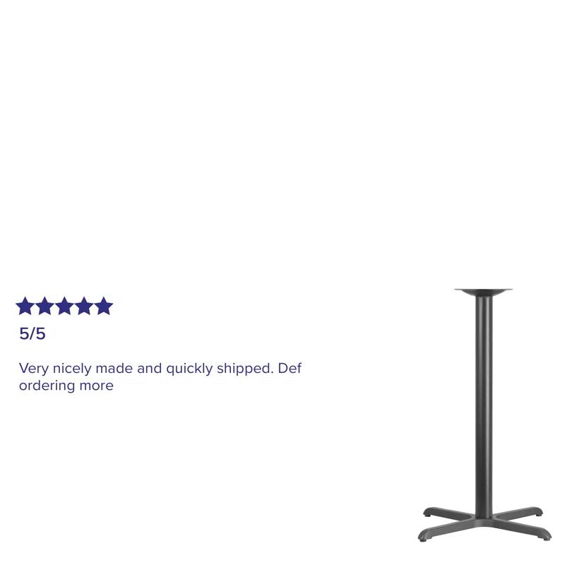 Flash Furniture Beverly 22" x 22" Restaurant Table X-Base with 3" Dia. Bar Height Column