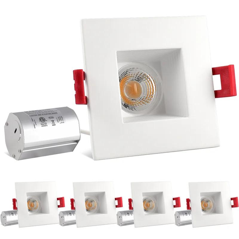 Cool White 2'' Square Dimmable LED Recessed Light Kit, 4-Pack