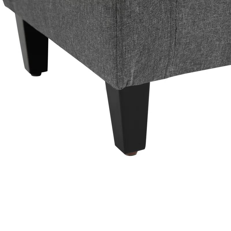 Gray Linen Upholstered Storage Bench with Lift Top