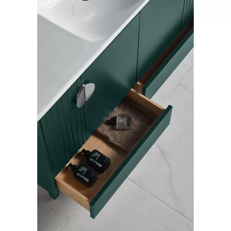 Venezian 47.25'' Chrome-Handled Green Double Bathroom Vanity