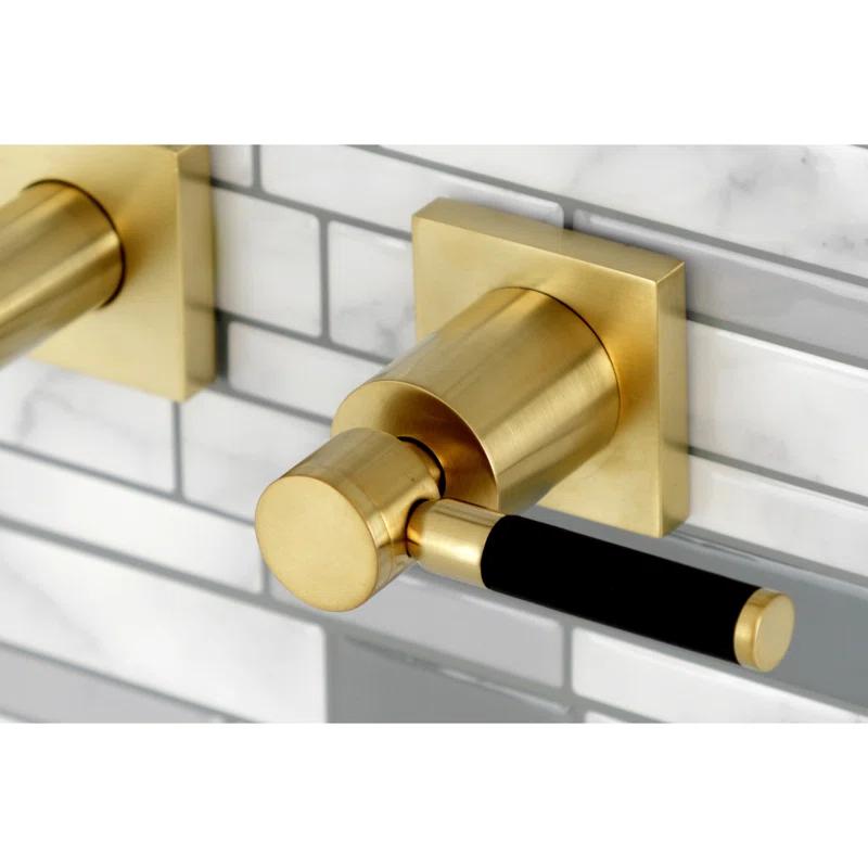 Kaiser 14.63" Modern Wall Mount Bathroom Faucet in Brushed Brass