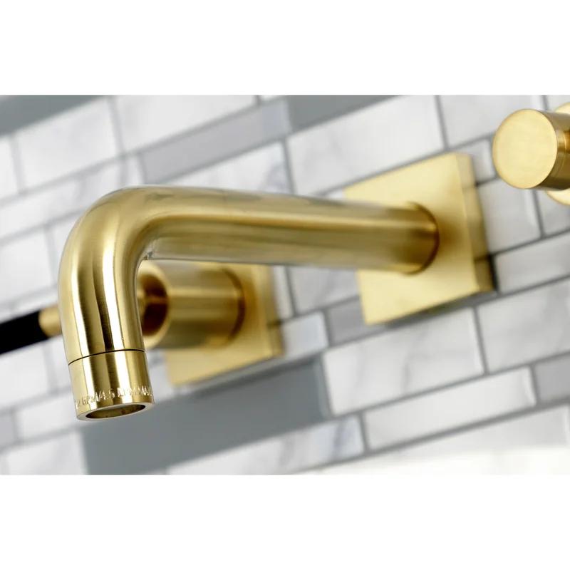 Kaiser 14.63" Modern Wall Mount Bathroom Faucet in Brushed Brass