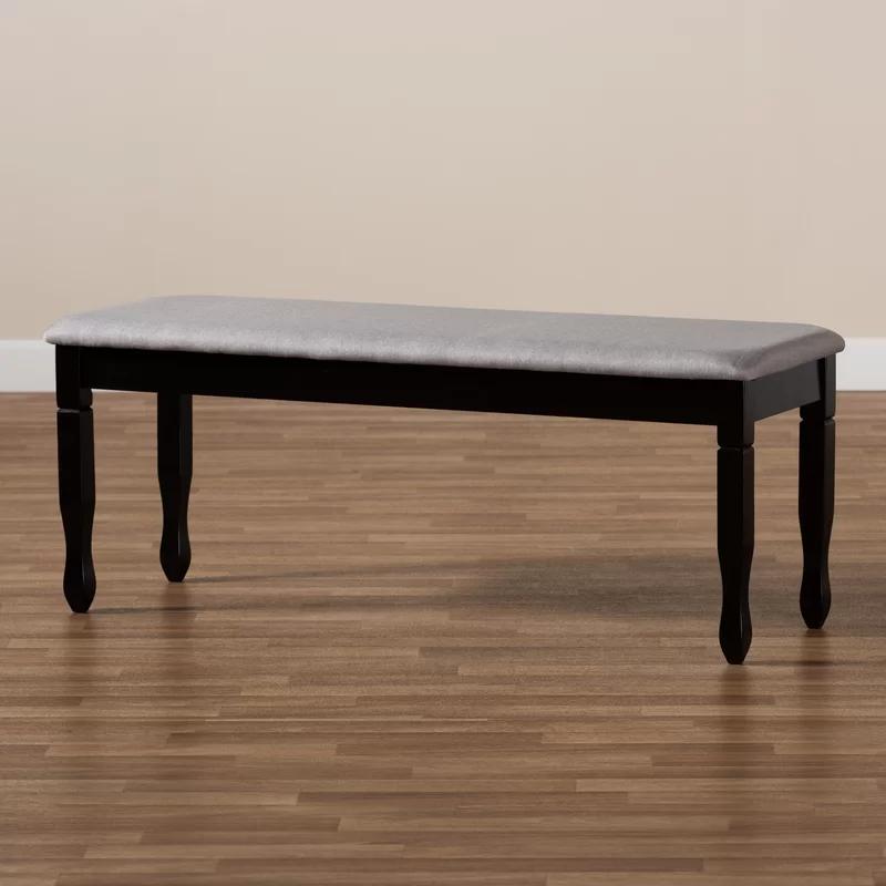 Elegant Corey Dark Brown and Gray Upholstered 48" Wood Dining Bench