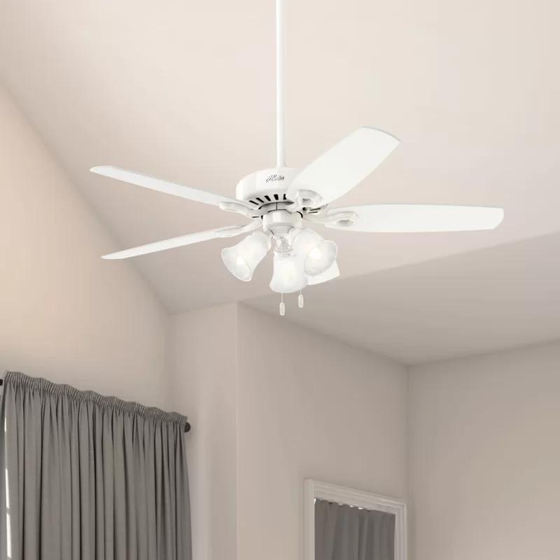 52" Snow White MDF Ceiling Fan with LED Lights