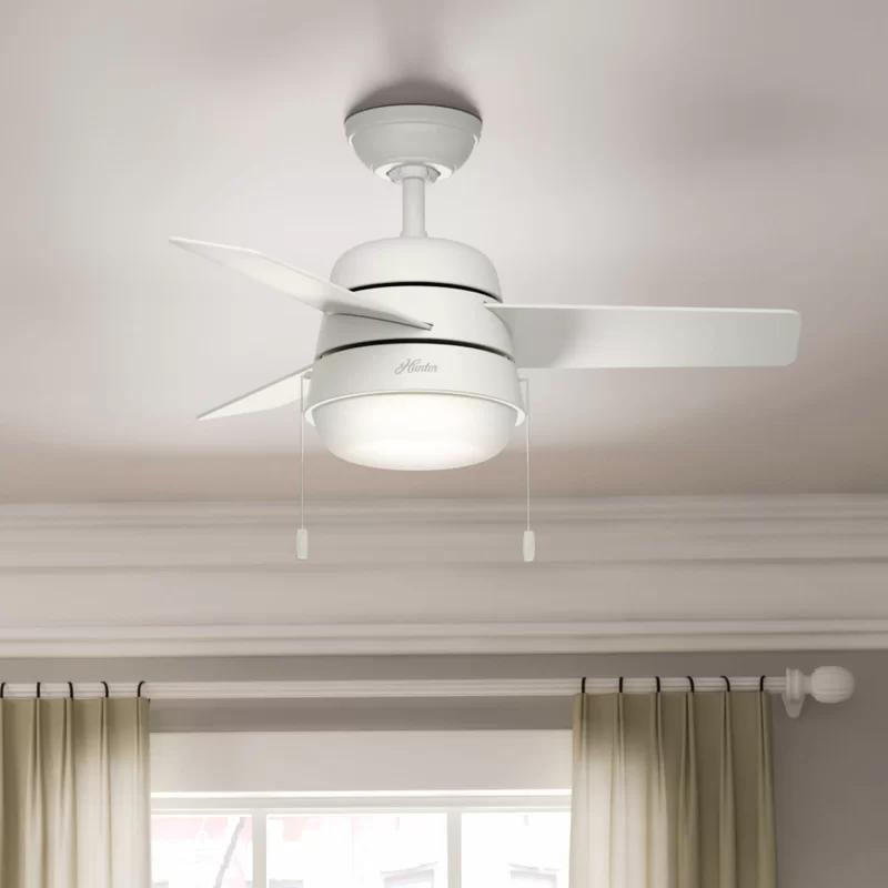 36" White MDF Ceiling Fan with LED Light and Remote