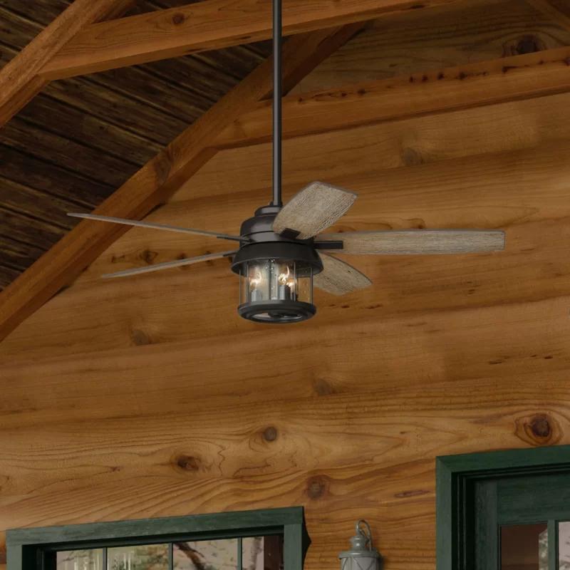 52" Noble Bronze Ceiling Fan with Seeded Glass Light
