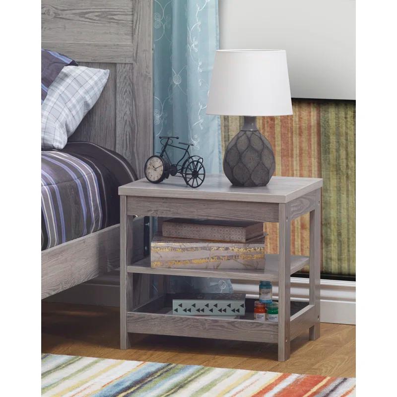 Berkley Weathered Gray 2-Shelf Baby Nightstand