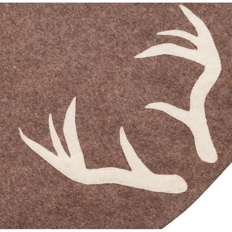 Arcadia Home Handmade Felt Christmas Tree Skirt -Antlers on Gray