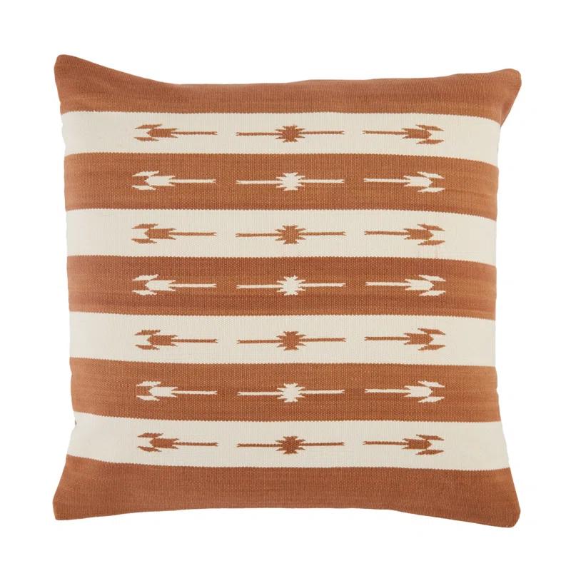 Vanda Estela Terracotta Cotton Square Throw Pillow