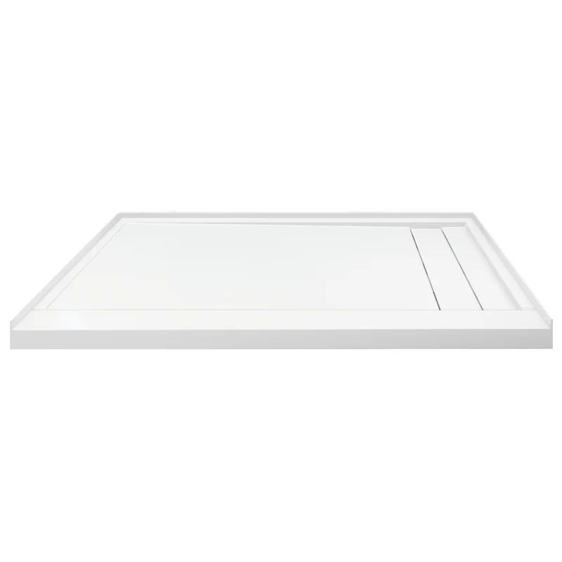 White 60'' x 30'' Rectangular Shower Base with Right Drain