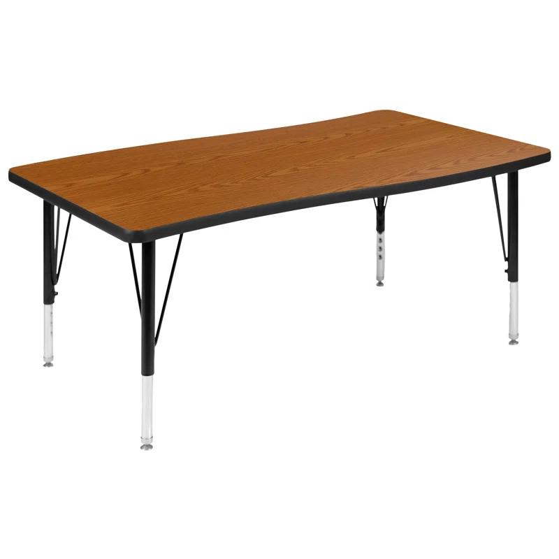 Flash Furniture Goddard 28"W x 47.5"L Rectangular Wave Collaborative Grey Adjustable Height Activity Table