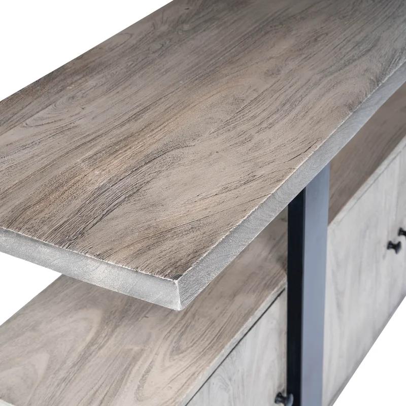 Raitis 63'' Gray Sandwash Acacia Wood and Metal Sideboard