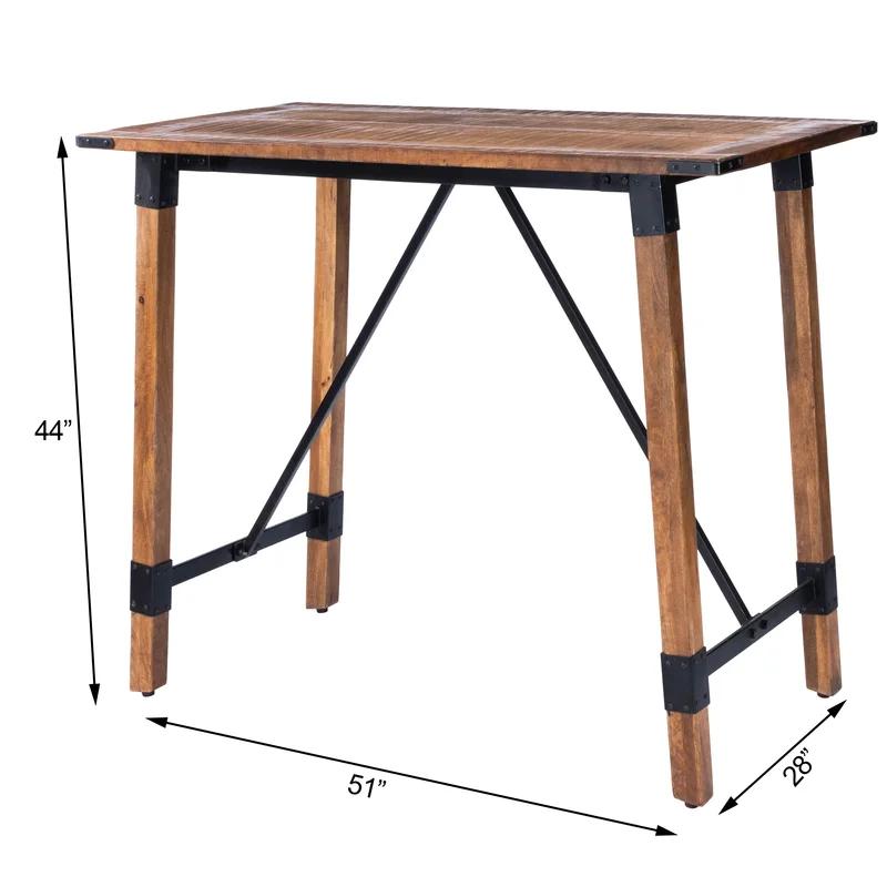 Masterson Industrial Mango Wood & Black Iron 51" Extendable Pub Table