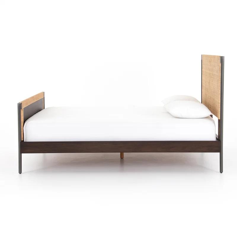 Callahan King-Sized Platform Bed with Woven Cane Headboard