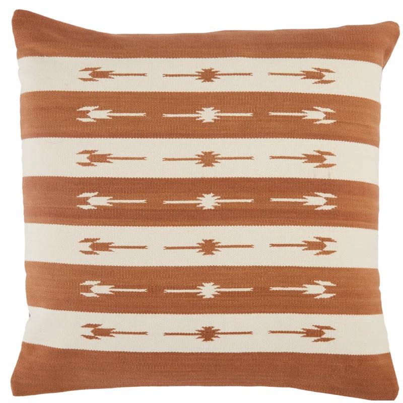 Vanda Estela Terracotta Cotton Square Throw Pillow