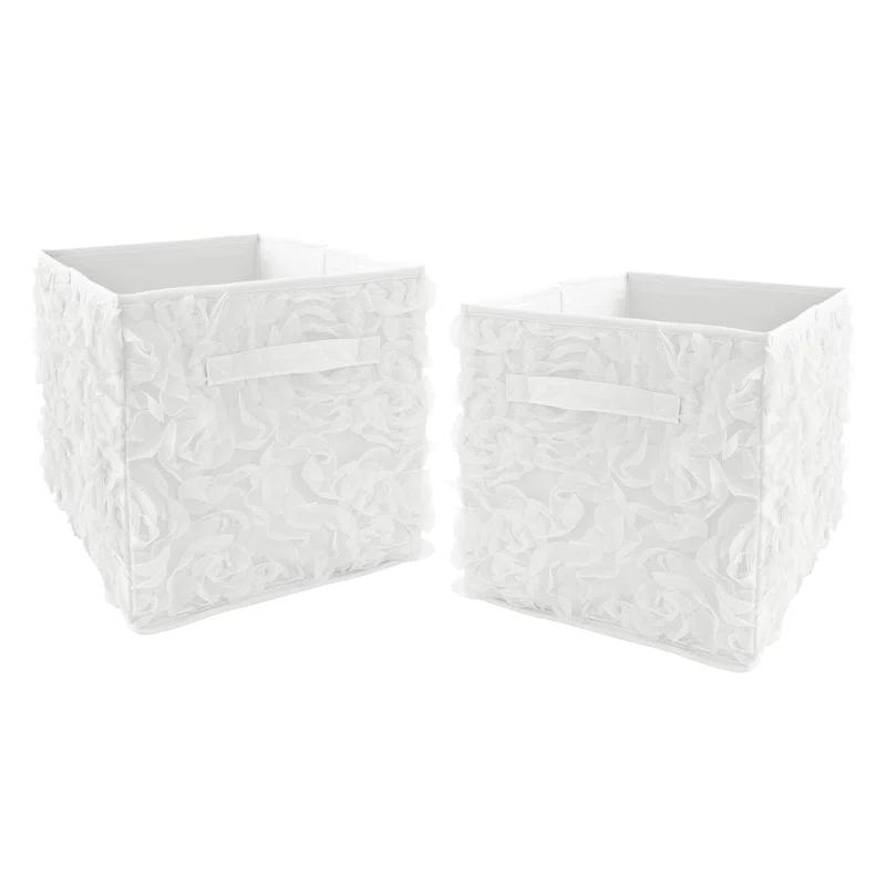 Sweet Jojo Designs Rose Lace Fabric Storage Bin (Set of 2)