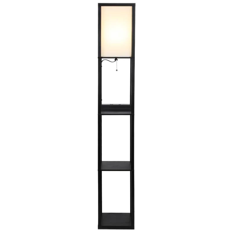 Maxwell Smart Shelf Floor Lamp with Wireless Charger, Black, 63"