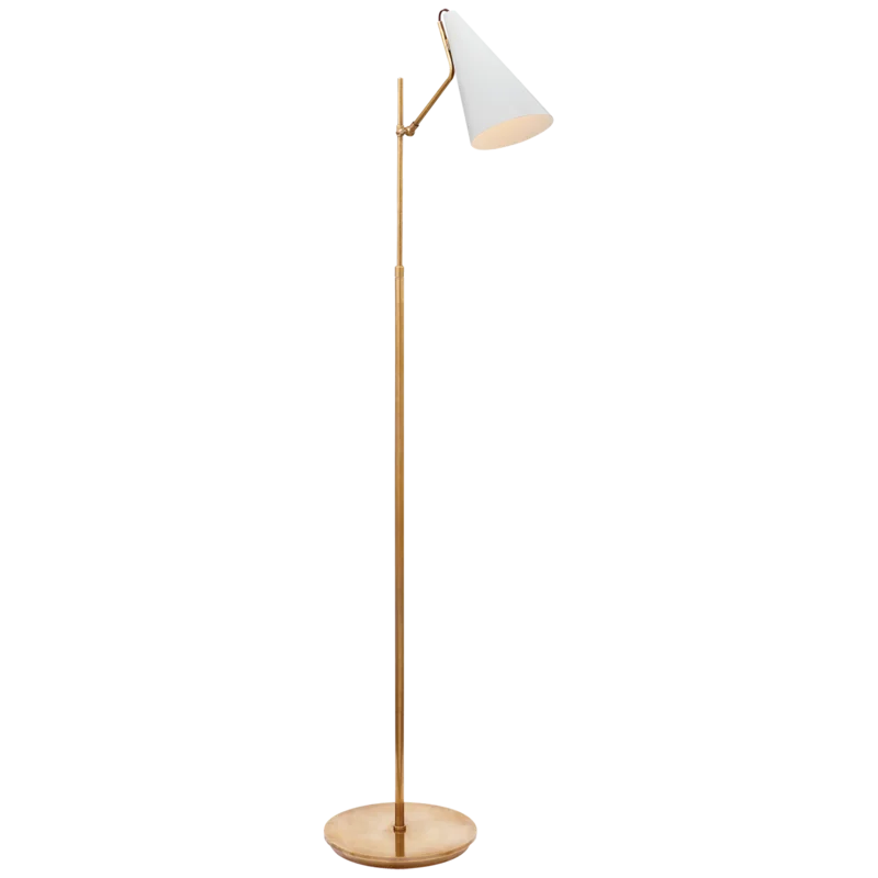 Clemente Midcentury Adjustable Floor Lamp White/Antique Brass