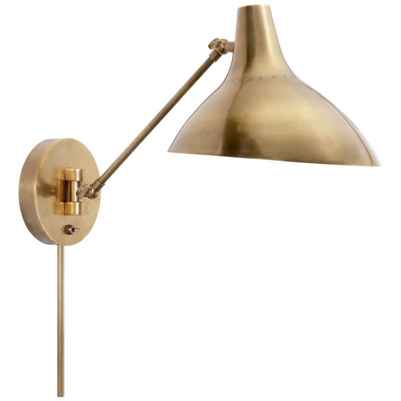 Elegant Brass Swing Arm Wall Light with Direct and Plug-In Options