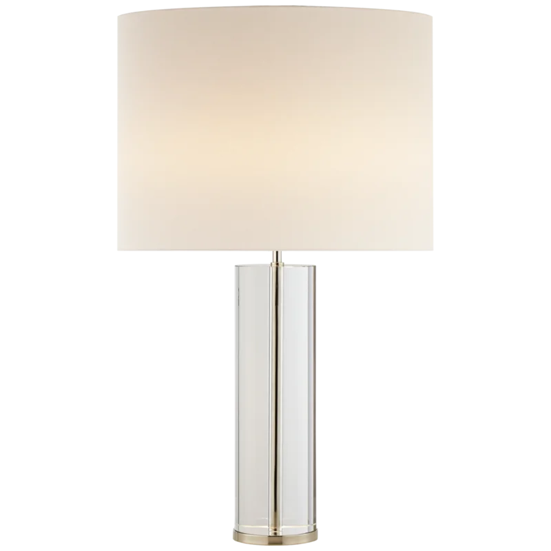 Elegant Crystal & Polished Nickel 29.5'' Table Lamp with Linen Shade