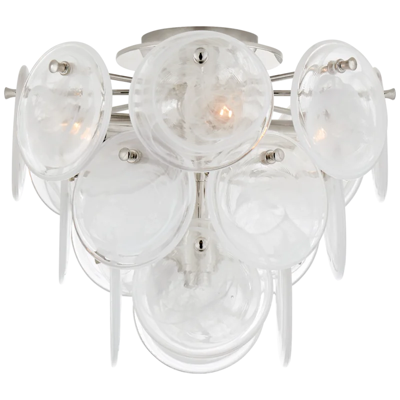 Loire 12" White Glass & Polished Nickel 4-Light Semi Flush Mount