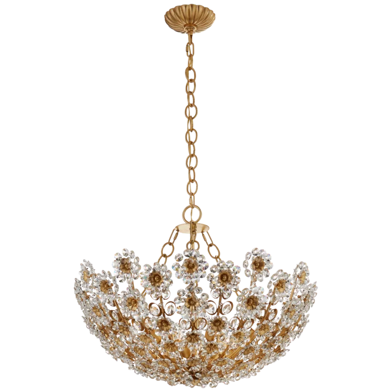 Claret 21.5" Crystal Bowl-Style Candle Chandelier in Gold