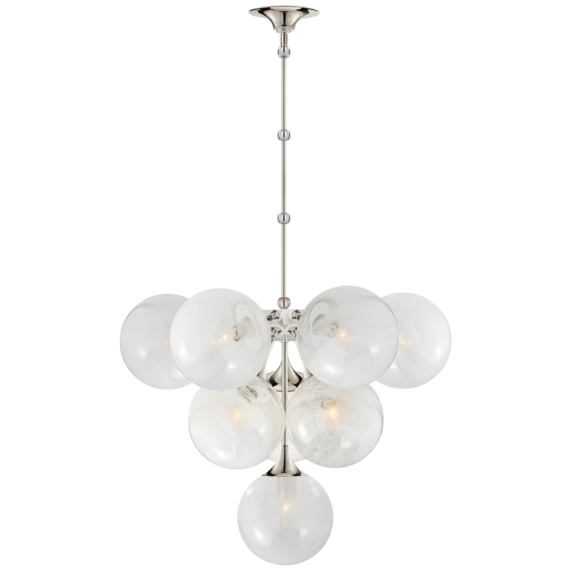 Elegant Tiered Crystal Chandelier in Polished Nickel with Candle Bulbs