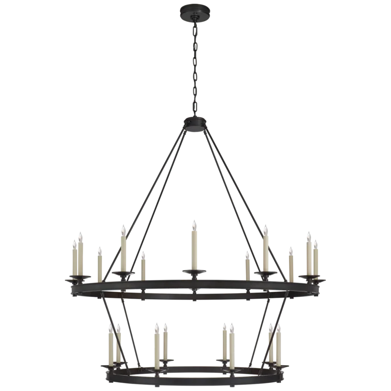 Elegant Bronze and Crystal 20-Light Candle Chandelier, 55" H x 53.25" W