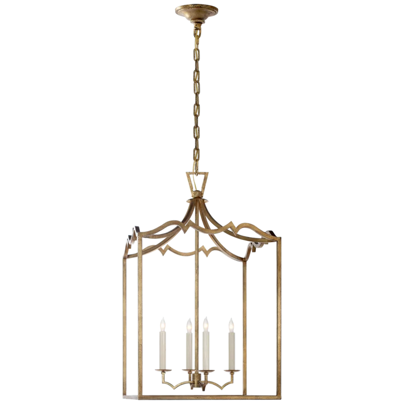 Gilded Iron Elegance 29'' Indoor/Outdoor Baroque-Style Lantern