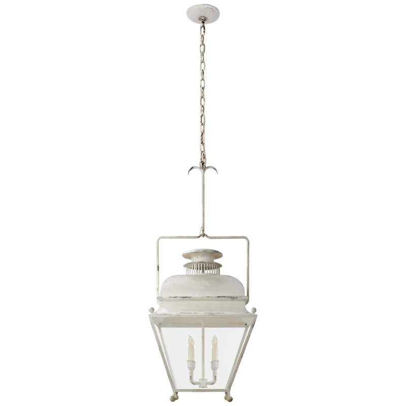 Holborn Old White 4-Light Glass Lantern Pendant