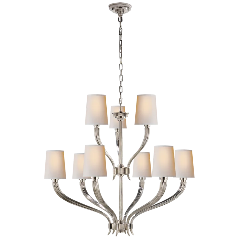 Ruhlmann Elegance 31'' Polished Nickel Nine-Light Chandelier