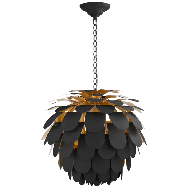 Cynara Tropical Pineapple-Inspired 15" Black Crystal Pendant Light