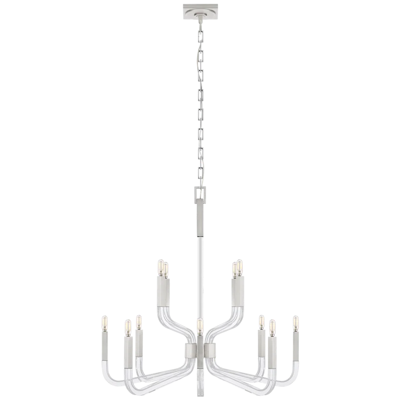 Reagan Polished Nickel & Crystal 12-Light Contemporary Chandelier