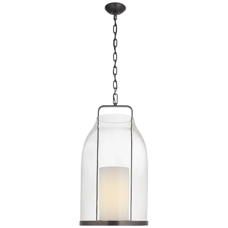 Ollie Bronze Geometric LED-Compatible Glass Pendant Light