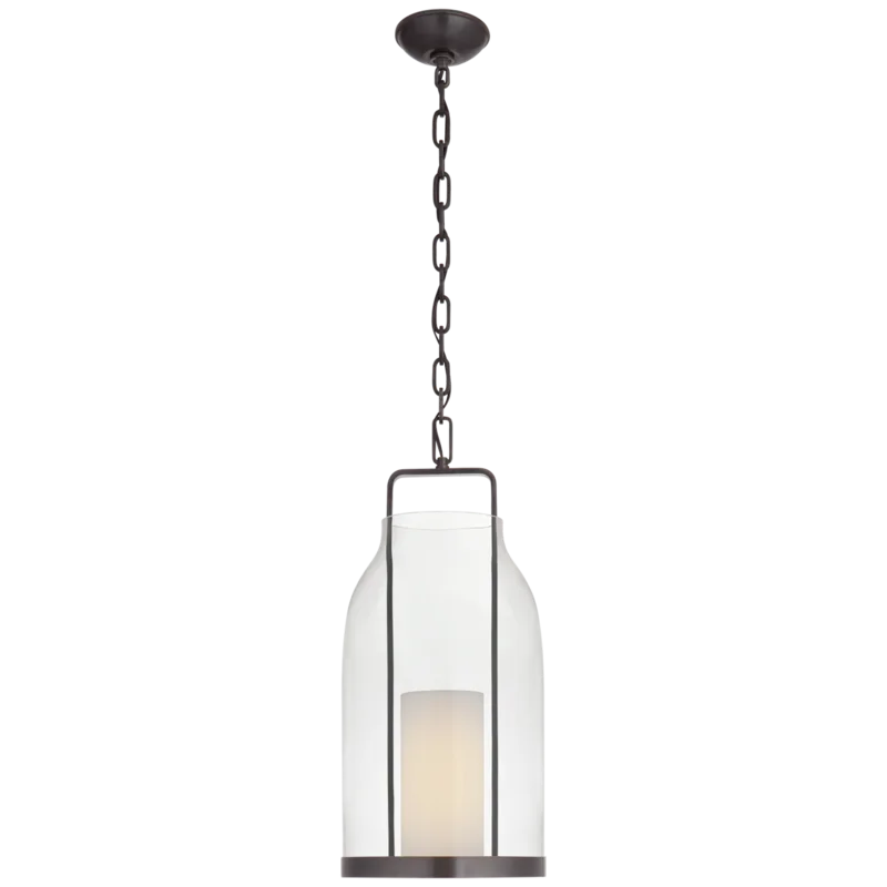 Elegant Bronze and Glass LED Indoor/Outdoor Pendant Lantern