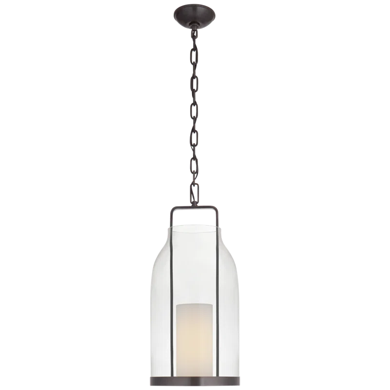 Elegant Bronze and Glass LED Indoor/Outdoor Pendant Lantern