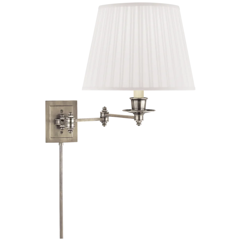 Classic Adjustable Triple Swing Arm Wall Sconce in Antique Nickel