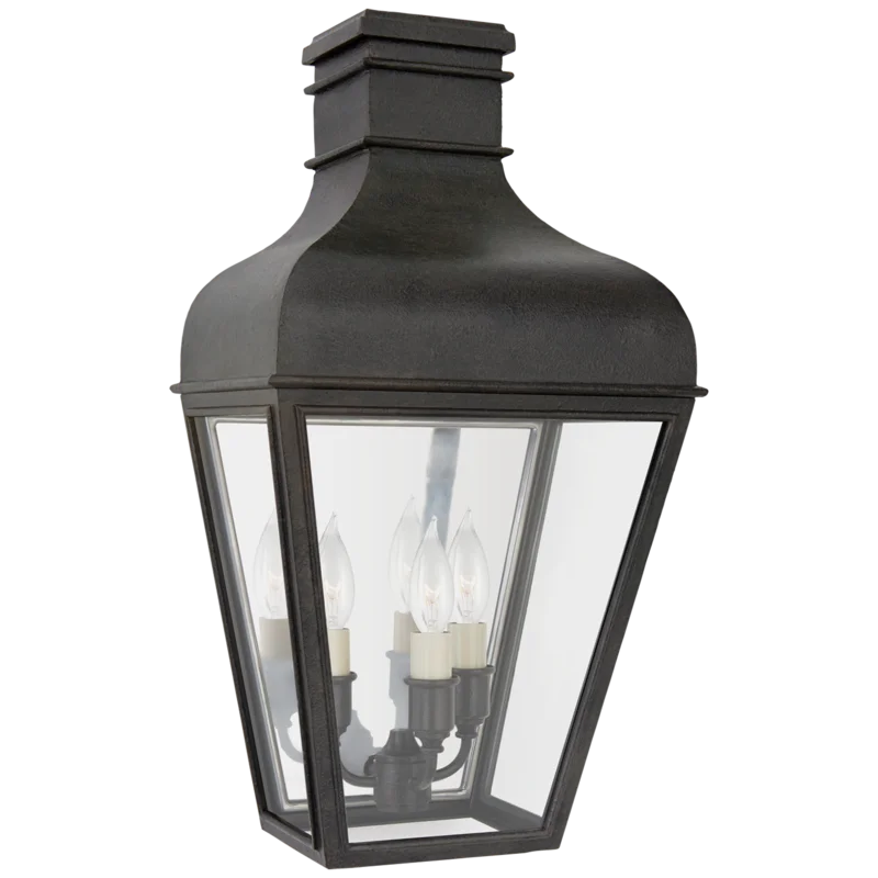 Elegant Black Iron Lantern Wall Light with Dimmable Feature