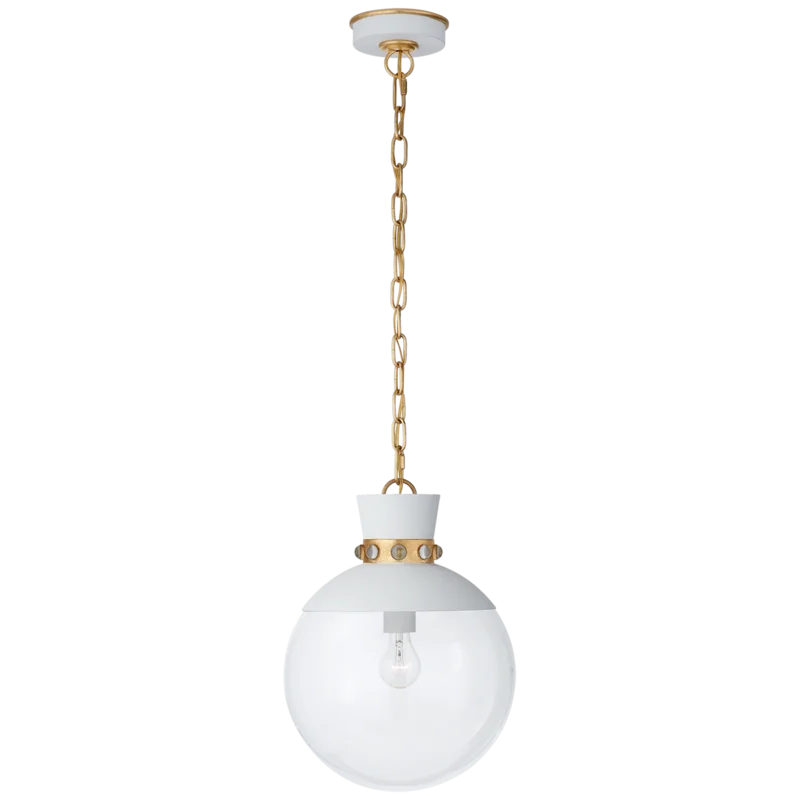 Lucia 17.5'' Gold Globe Pendant with White Gild Glass