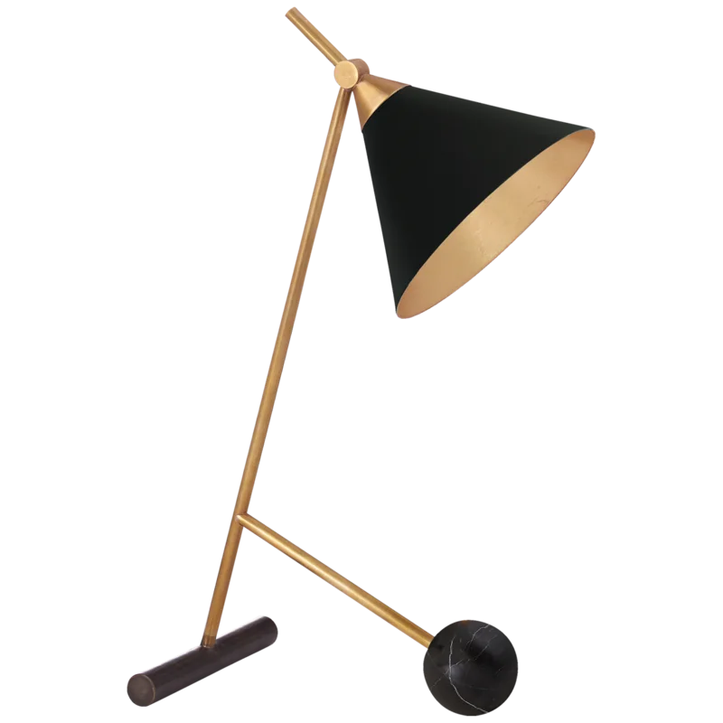 Outdoor Black Tripod Table Lamp with Conical Shade