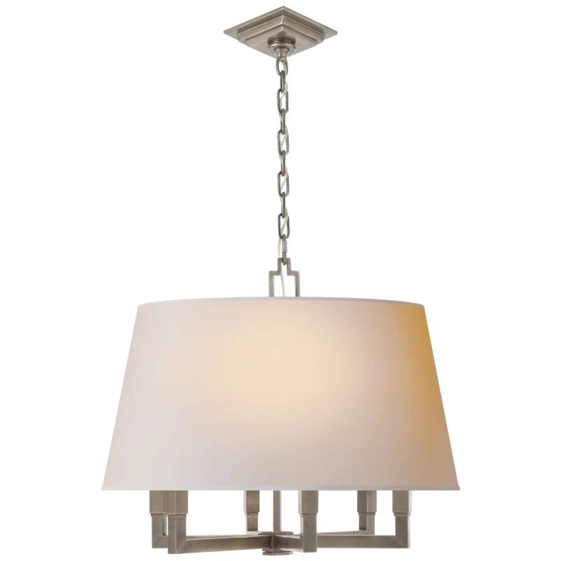 Polished Nickel Crystal Drum Chandelier with LED Lights
